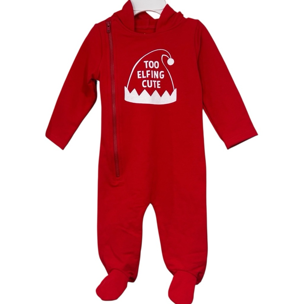 Lullaby Lane Too Elfing Cute Red Hooded Footie Holiday Boy’s size 3-6 mos NWT